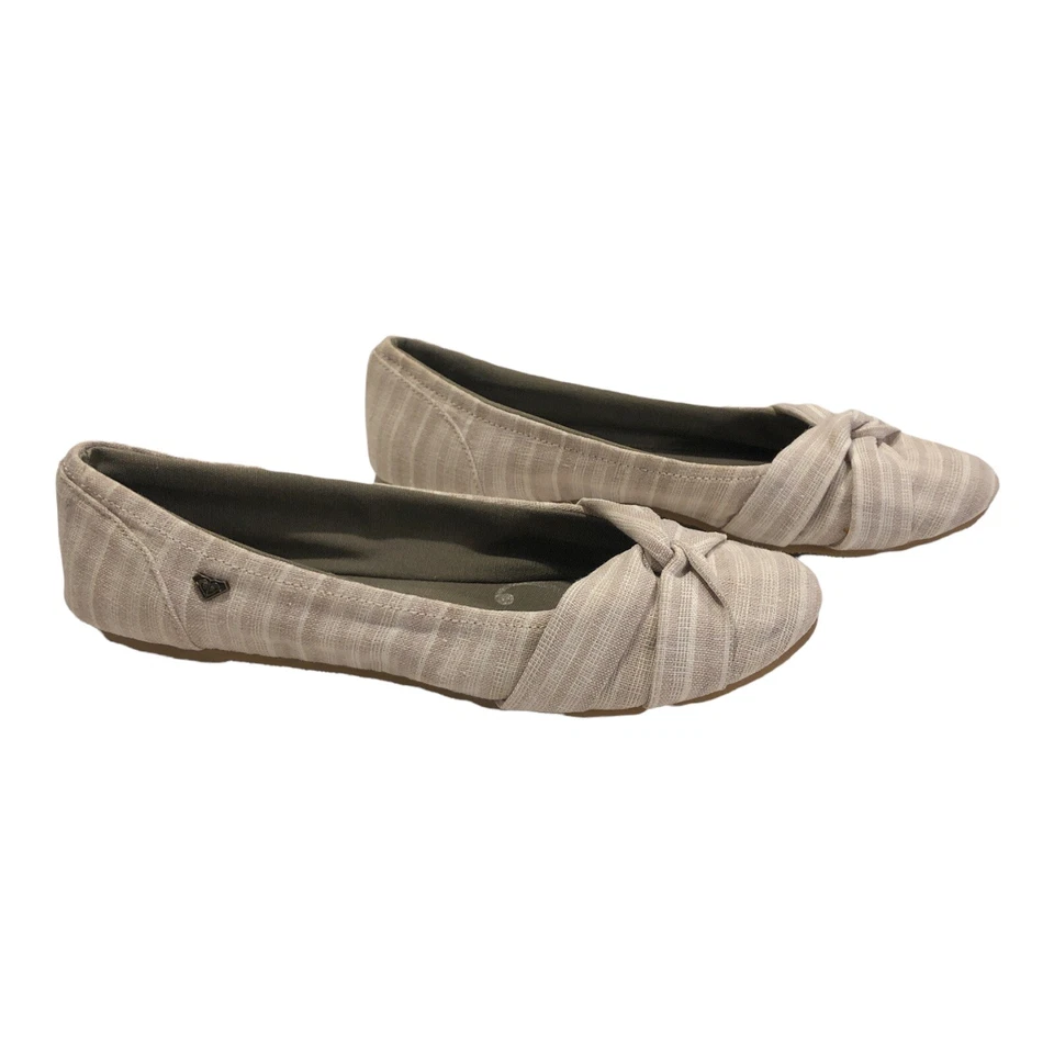 Zapatos planos de ballet Roxy para mujer talla 7,5 de tela a rayas usados en excelente estado Foto 3 de 4