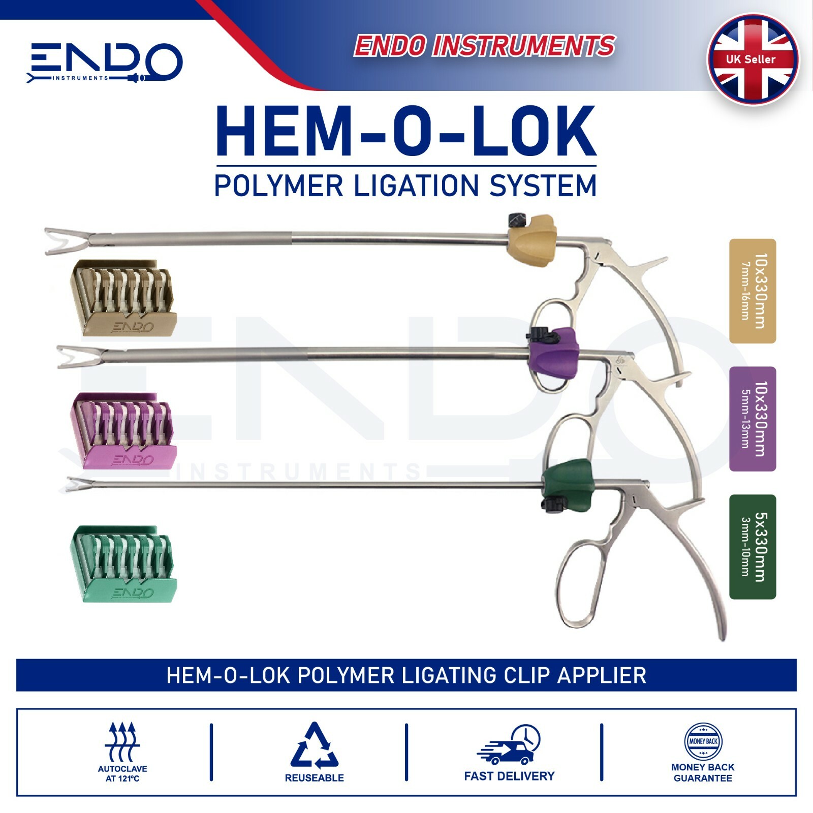 Endo New Laparoscopic Hem O Lok Hemolok Ligation Clip Applier Applicator Ml L Xl Ebay