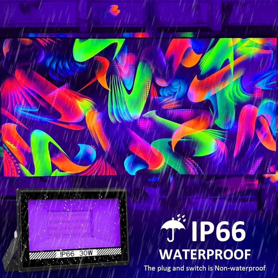 2Pcs UV Black Light 30W Bar UV LED Stage Blacklight Party DJ Club Halloween - Image 2 of 4
