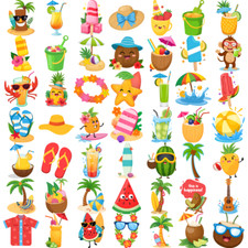 54pcs Temporary Tattoo Waterproof Long-lasting Body Stickers Tropical Drink