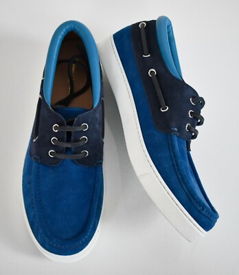 New GIANVITO ROSSI ITALY Blue SUEDE Leather Sloop BOAT