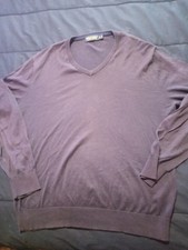 Polo Golf Ralph Lauren Navy Blue 100 Pima Cotton Knit V-Neck Sweater Medium