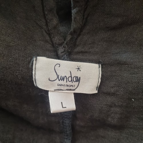 Sunday Saint-Tropez Eva 100% Linen Long Sleeve Black Maxi Dress.Womens Size L - Picture 7 of 10