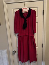 Vintage St Simon Red/Black Brushed Corduroy 90 s Dress Size 4