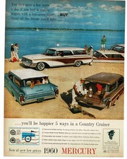 1960 Mercury Colony Park White Station Wagon Country Cruiser Woodie Print Ad 1 1960 Mercury Colony Park White Station Wagon Country Cruiser Woodie Print Ad 1