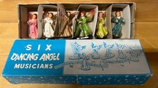 Six 1960s Dancing Angel Musicians In Original Box - Made In Hong Kong