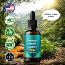 Organic Soursop 10-in-1 Liquid Drops Extract Seamoss, Moringa, Black Seed Oil
