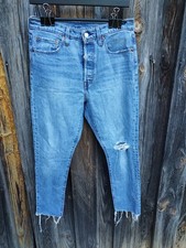 Levi's 501 S Skinny Jeans Women's 29Wx28L Denim Hi-Rise Button Fly Medium Wash