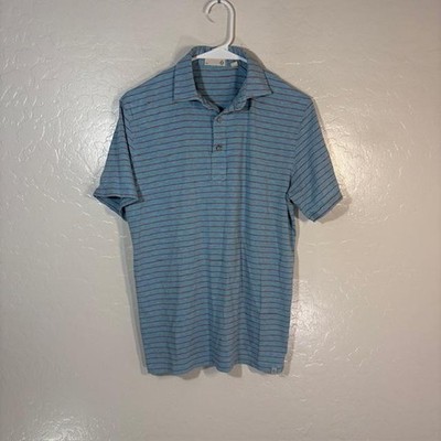 Tasc Performance Polo Shirt Mens Small Blue Stripe Bamboo Stretch Jersey Top