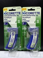 2x Nicorette Nicotine Lozenges - Mint 2MG - 20ct/ea *New Style Vial Exp. 04/2026