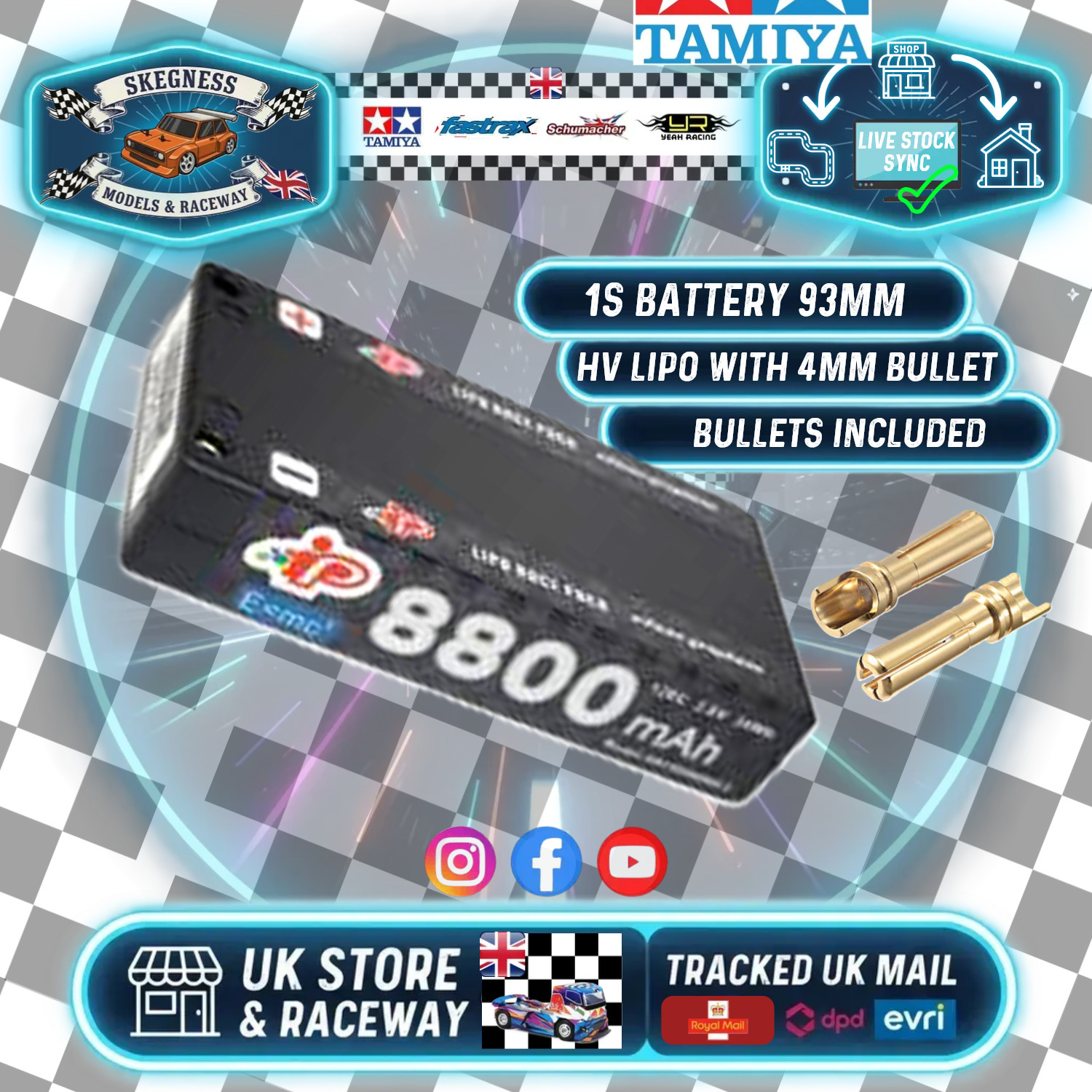 Intellect - LiPo LiHV 8800mAh 1S Battery 3.8V (L93xW47xH18.5mm Shorty) IPAR1S880