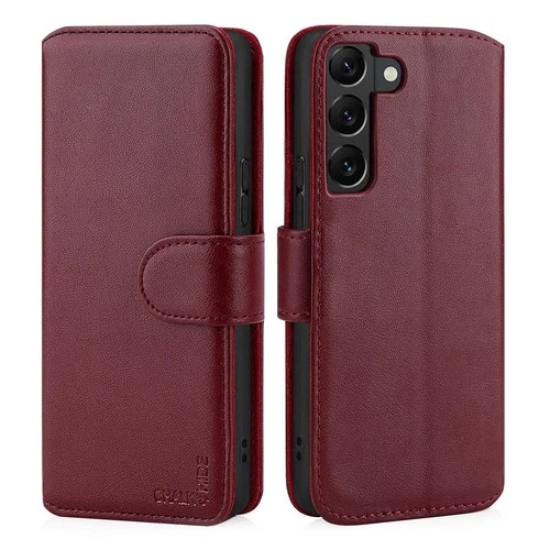 Real Leather Wallet Case Samsung Galaxy S22 Plus Card Slot Magnetic Closure