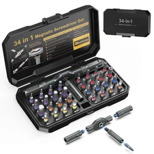 Magnetic Screwdriver Set 34 in 1, New DIY Ratchet Screwdriver Set with 32 PCS...