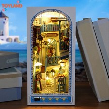 New DIY Book Nook Kit 3D Wooden Puzzle Bookshelf Insert Decor with LED Lights