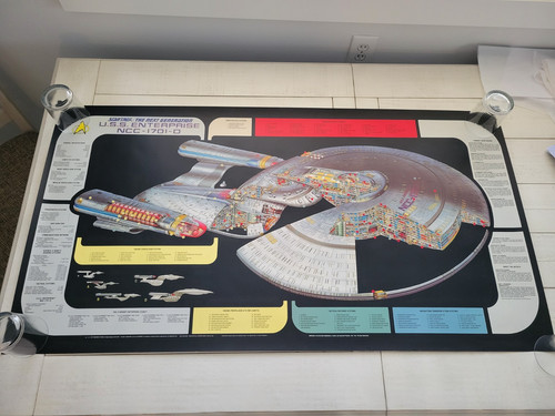 Star Trek: TNG, USS Enterprise NCC-1701-D Cut-Away 25.5x47.5"  1991 Large Poster