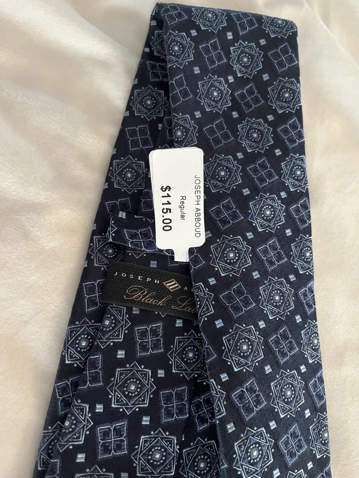 ¡MIRA!  ¡NUEVO CON ETIQUETAS!    Corbata clásica de diseñador JOSEPH ABBOUD medallones azul seda Foto 2 de 4