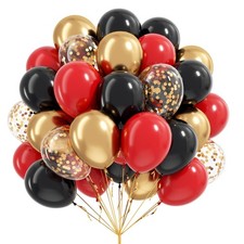 Red Black and Gold Balloons, 60pcs 12inch Red Black Gold Confetti Balloons fo...
