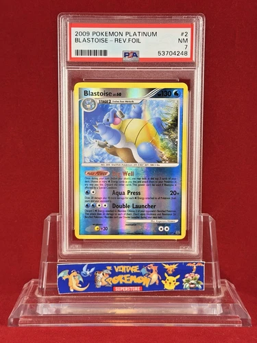 2009 Pokemon Platinum BLASTOISE Reverse Holo Foil Card #2/127 PSA 7