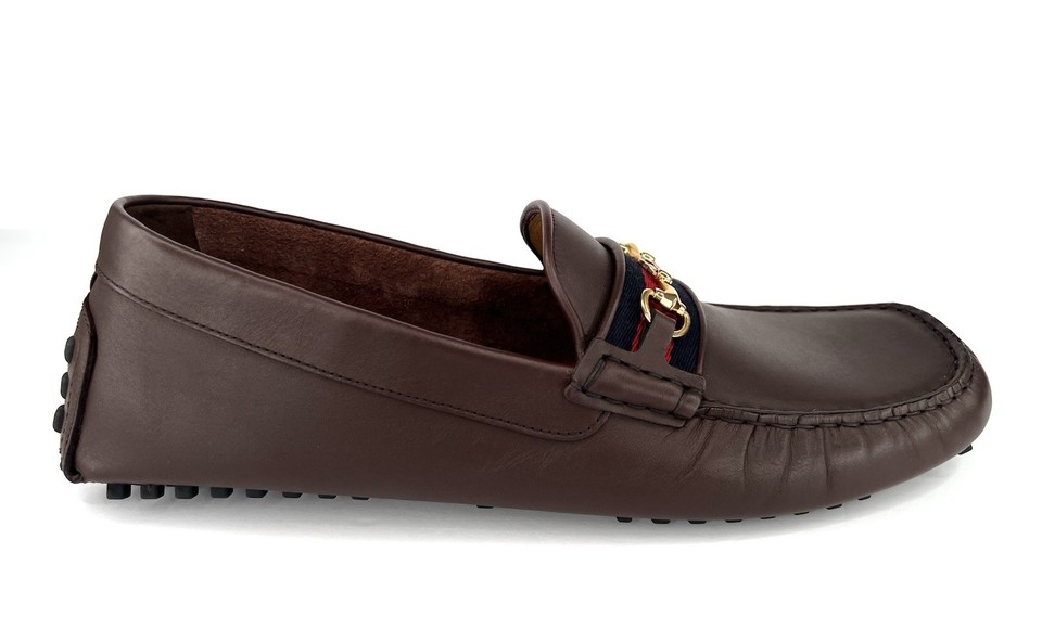Gucci GG Logo Moccasin Leather Sylvie Driver Loafers UK 12.5 - US 13 ...