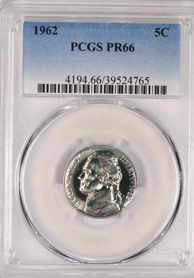 1962 TONED Jefferson Nickel Proof PCGS PR66 PF 66 Toning Coin 5C - Image 4 of 4