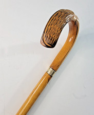 Vintage Hand Carved Wing  Feathers Wood Folk Art Cane Walking Stick- 36"