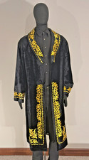 Uzbek Chapan Ceremonial Velvet Coat Black & Gold Embroidery – Central Asian Robe