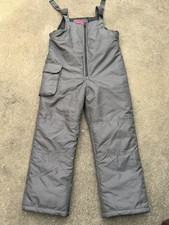 London Fog Kids Snow Bibs Gray Insulated Winter Ski Pants Adjustable