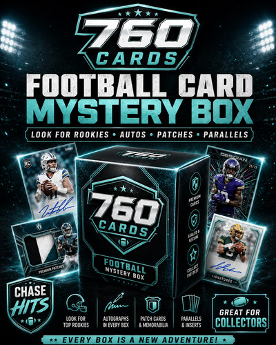 Football Card Mystery Box — 10+ Cards | Guaranteed Hits | Numbered, Auto, Patch,