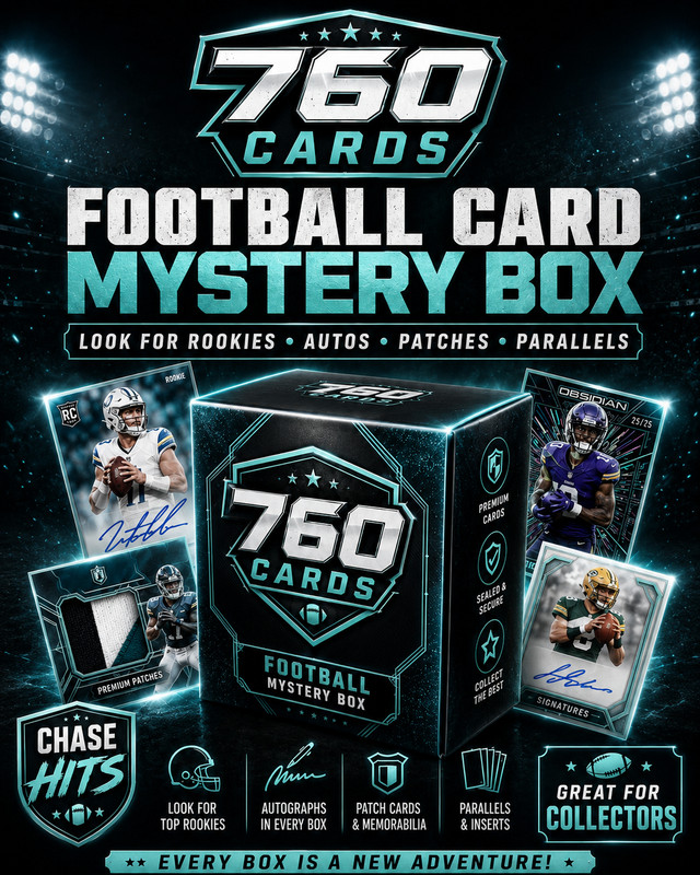 Football Card Mystery Box — 10+ Cards | Guaranteed Hits | Numbered, Auto, Patch,