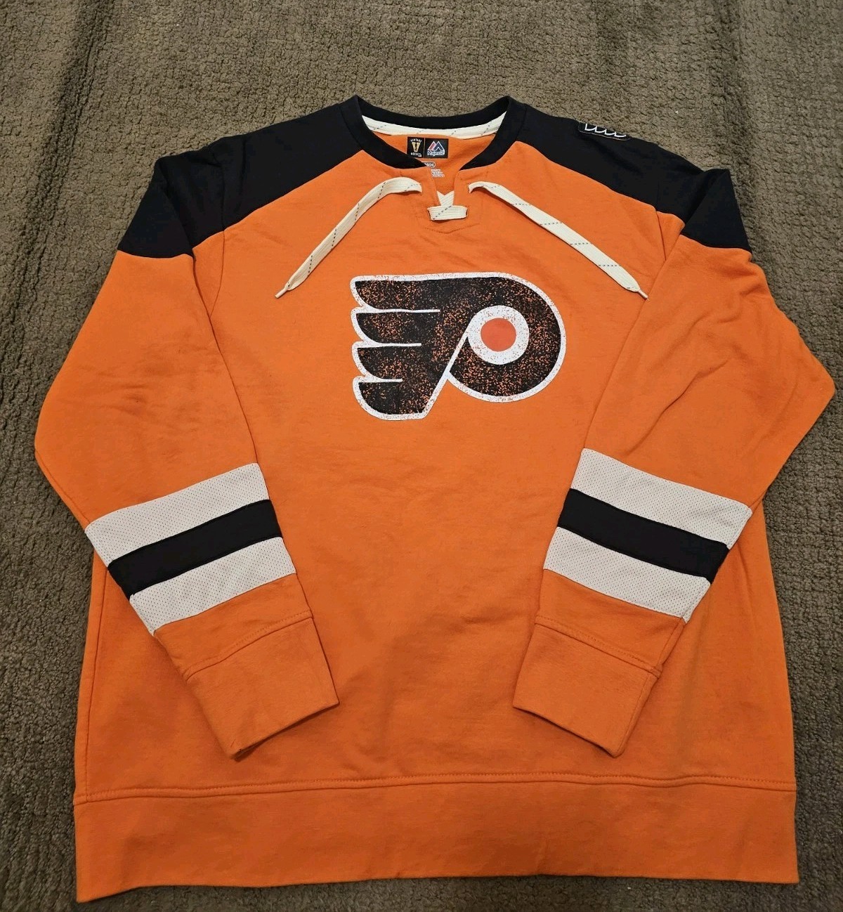 Majestic Vintage Hockey PHILADELPHIA FLYERS Men's Orange Jersey SWEATSHIRT - XL
