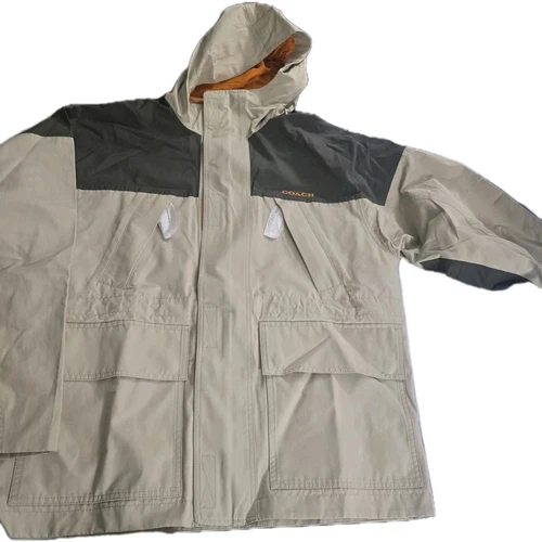 Giacca Coach Color Block Funzionale Peso Medio Uomo Cachi e Arancione Taglia XXL