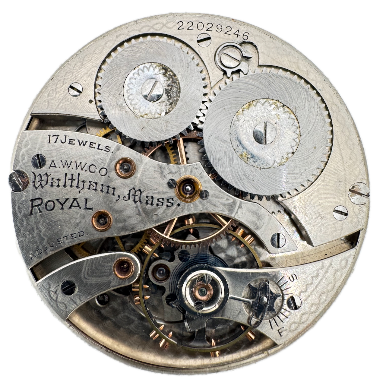 Antique 12s 1918 Waltham 17 Jewel Mechanical Pocket Watch Movement Royal USA