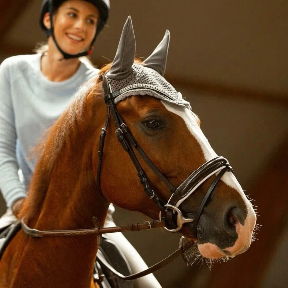 Dressage Bridle, black patent leather with white, Warmblood, NWT  - Image 4 of 4