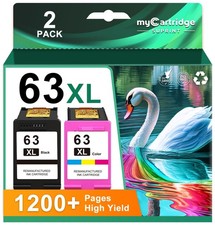 63XL Ink Cartridge Combo Pack for HP Ink 63 63XL Color Ink Cartridges Works f...