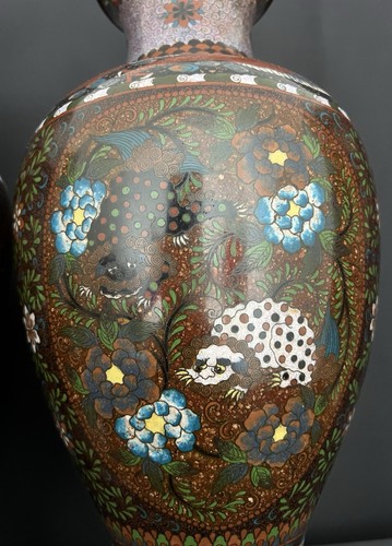 Grande paire de vases cloisonnés – Asie, fin XIXe / début XXe siècle - Afbeelding 7 van 12