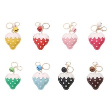 Creative Leather Keychain Strawberry Tassels Bell Design Stylish And Secure
