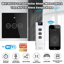 WiFi RF433 Smart Touch Curtain Roller Blinds Motor Switch Work For Alexa Home
