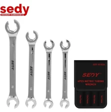 SEDY 4Pc Flare Nut Wrench Set & Pouch Metric 9 to 17mm CR V Steel - Brand New