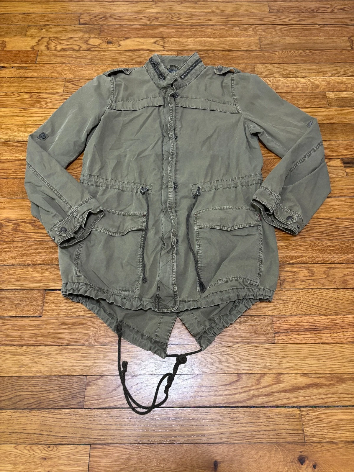 Levi's Womens Jacket Sz Small Green Military Full Zip Field Utility Lightweight