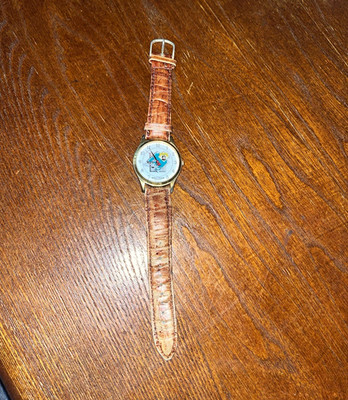 Vintage 1990s Waltham Bugs Bunny Pittsburgh Pirates MLB Quartz Watch Leather