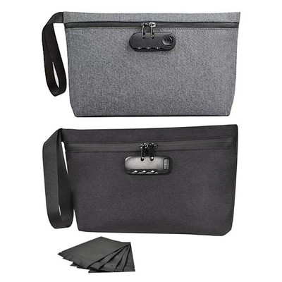 Odor Proof Securable Bag With Lining Secure Combination Lock For Valuables