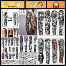Extra Large Waterproof Temporary Tattoos - 46 Sheets Full  Half Arm Stickers fo