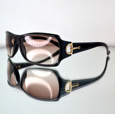 RARE Gucci Gold Horsebit Logo Sunglasses Black/Gold Wrap Y2K