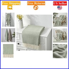 50"x60" Green Farmhouse Faux Cashmere Throw Blanket for Sofa  Bed
