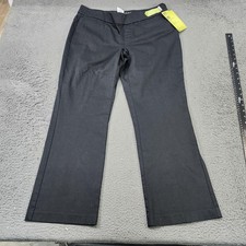 Lee Pants Womens 16 Petite Black Style Up Pull On Straight Leg Twill Stretch