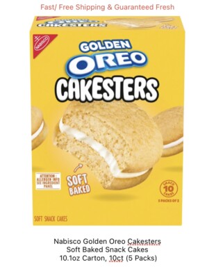 Nabisco Golden Oreo Cakesters, Soft Baked Cakes, 10.1oz Carton, 10ct (5 Packs)