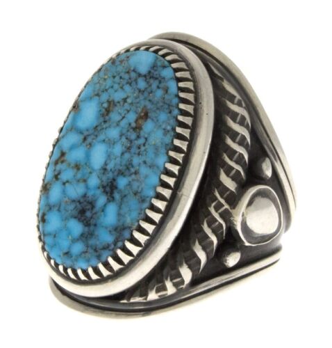 10,75 - Anello turchese naturale Birdseye Kingman dell'artista Navajo Derrick Gordon - Foto 2 di 4