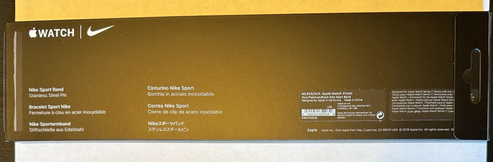 Apple Watch Nike Sportarmband 41mm Pure Platinum Schwarz - SM ML Neuwertig