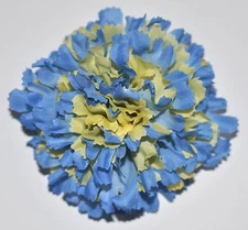 3" Blue & Yellow Carnation Silk Flower Hair Clip Wedding Handmade