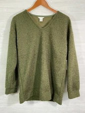 Caslon Women's Green Faux Shearling Teddy Sweater Size Small
